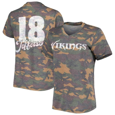 Industry Rag Justin Jefferson Camo Minnesota Vikings Name & Number Tri-blend V-neck T-shirt