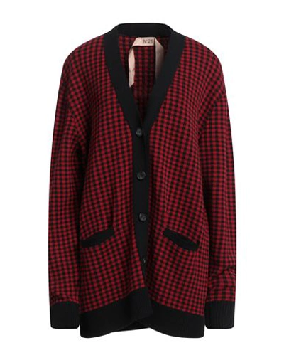 N°21 Woman Cardigan Red Size 2 Wool, Polyester In Multicolor