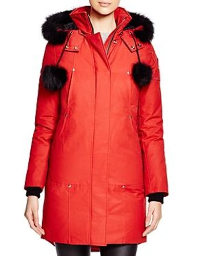 Moose Knuckles Stirling Fox Fur Down Parka In Red