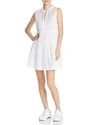 Derek Lam 10 Crosby Split Neck Cotton Gauze Dress In Soft White
