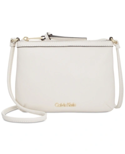 Calvin Klein Carrie Pebble Leather Crossbody In White