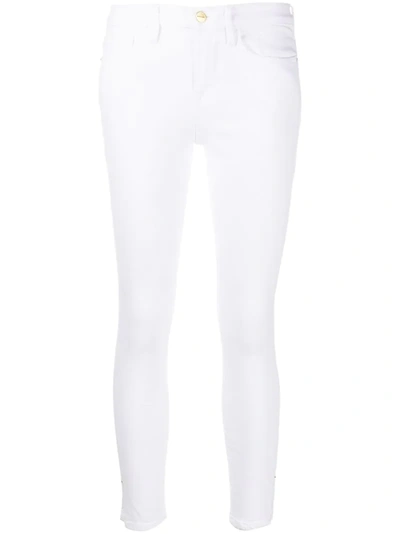 Frame Le Skinny De Jeanne Raw Stagger Mid-rise Jeans In White