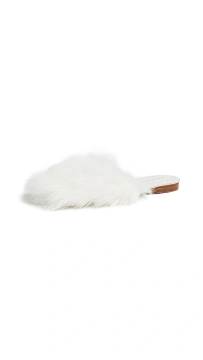 Stuart Weitzman Fur Chic Slides In White