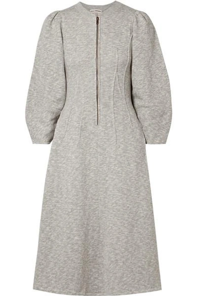 Ulla Johnson Elora Cotton-terry Midi Dress In Light Gray