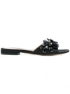 Marc Jacobs Clara Embellished Silk Slides In Black