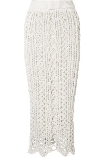 Balmain Crochet-knit Stretch-cotton Midi Skirt