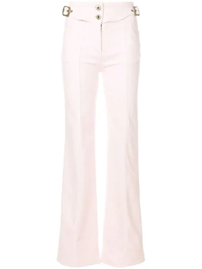 Chloé Chloe Bleached Denim Belted High Waisted Jeans In Pink