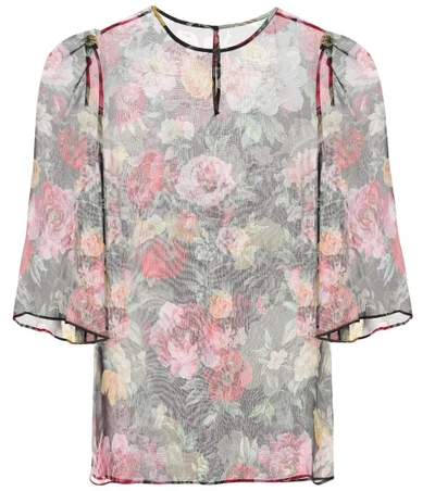 Dolce & Gabbana Floral-printed Silk Top In Multicoloured