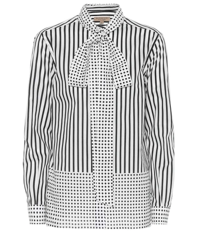 Burberry Striped And Polka-dot Cotton Shirt In Black