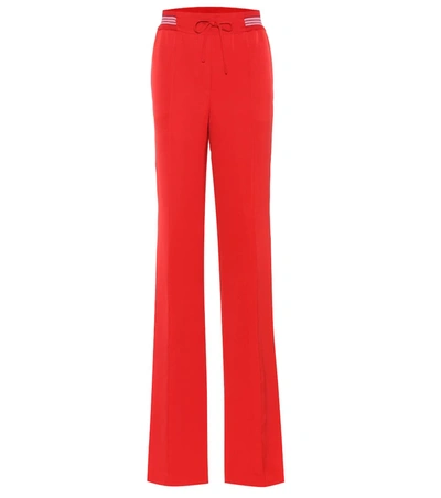 Valentino Silk-blend Wide-leg Trousers In Red
