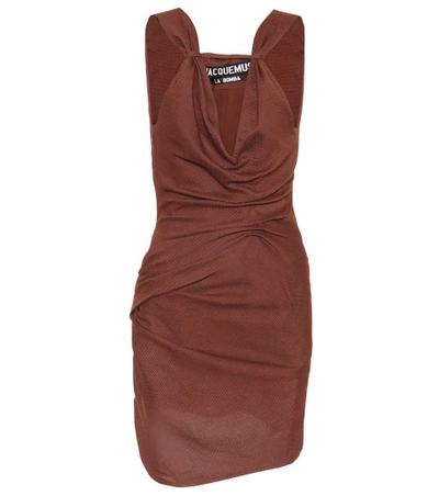 Jacquemus Sleeveless Draped Mini Dress In Brown