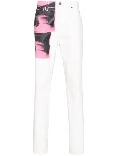 Calvin Klein 205w39nyc X Andy Warhol Foundation Little Electric Chair Jeans In Abstract,pink,white