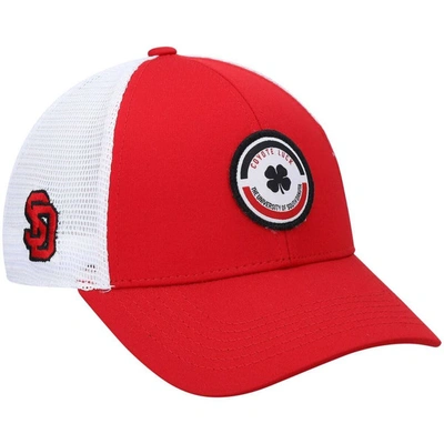 Black Clover Men's Red, White South Dakota Coyotes Motto Trucker Snapback Hat In Red,white