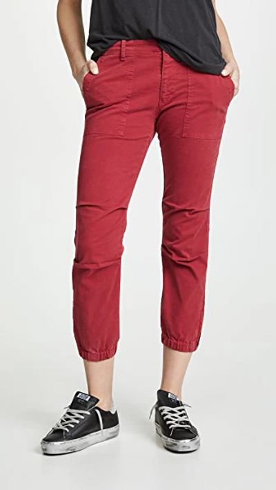 Nili Lotan Stretch Cotton Twill Crop Military Pants In Sunkissed Red