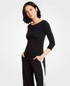 Ann Taylor Pima Cotton Boatneck Tee In Black