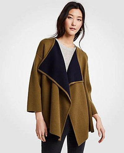 Ann Taylor Cascade Open Cardigan In Spanish Olive