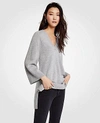 Ann Taylor V-neck Tunic Sweater In Gravel Grey Heather