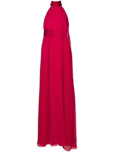 Galvan Flamingo Halter Dress In Red