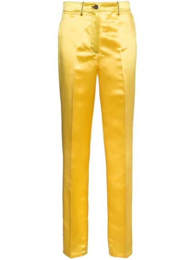 Calvin Klein 205w39nyc High Waist Satin Trousers In Yellow
