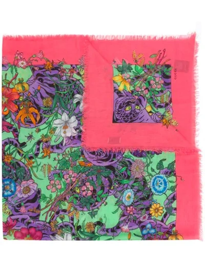 Gucci Floral Print Scarf In Multicolour