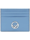 Fendi Blue Leather Cardholder With Silver Logo