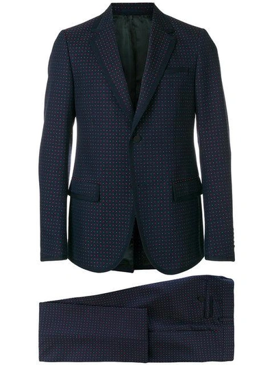Gucci Micro Print Two Piece Suit - Blue
