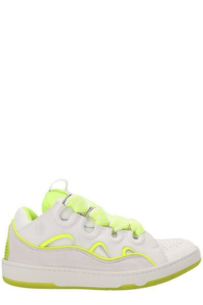 Lanvin Curb Leather Trainers In Yellow