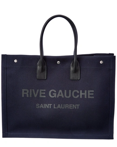 Saint Laurent Women's Rive Gauche Linen Tote In Blue