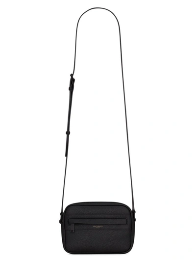 Saint Laurent Camp Leather Crossbody Camera Bag In Black