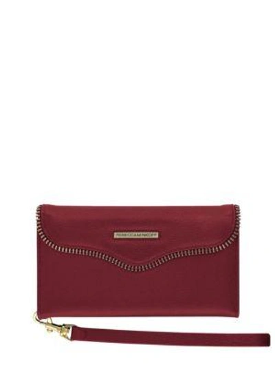 Rebecca Minkoff Mab Leather Phone Wristlet In Deep Red