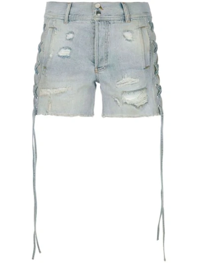 Faith Connexion Distressed Denim Shorts In Blue