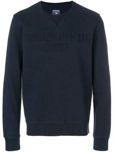 Woolrich Embossed Logo Jumper In Blue