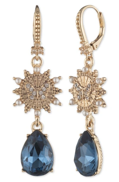 Marchesa Raring To Go Drop Earrings In Gold/ Blue/ Crystal