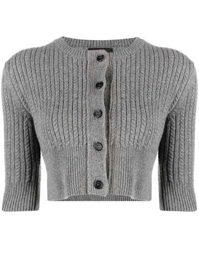 We11 Done Cable-knit Cropped Cardigan In Grey