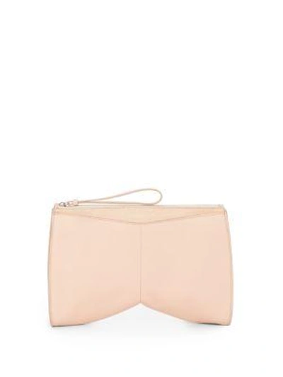 Narciso Rodriguez Boomerang Mixed Leather Wristlet Tote In Blush