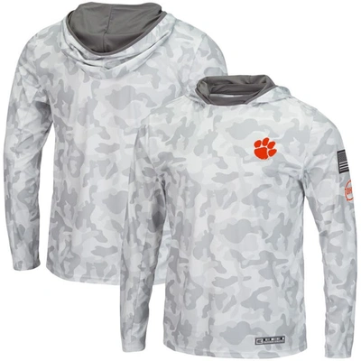 Colosseum Arctic Camo Clemson Tigers Oht Military Appreciation Long Sleeve Hoodie Top