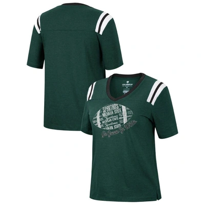 Colosseum Heathered Green Michigan State Spartans 15 Min Early Football V-neck T-shirt