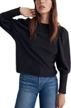 Madewell Puff Sleeve Brushed Jersey Top In Hthr Dark Charcoal