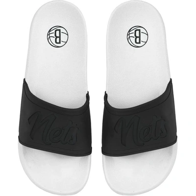 Foco Brooklyn Nets Script Wordmark Slide Sandals In White