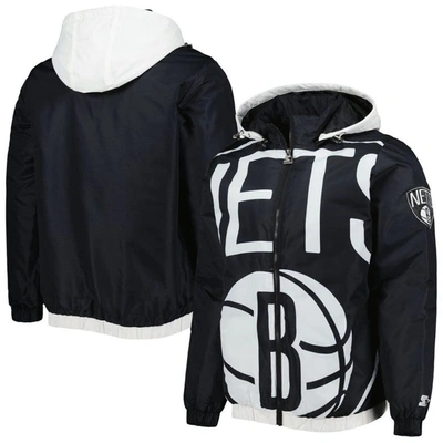 Starter Black Brooklyn Nets The Triple Double Full-zip Hoodie Jacket