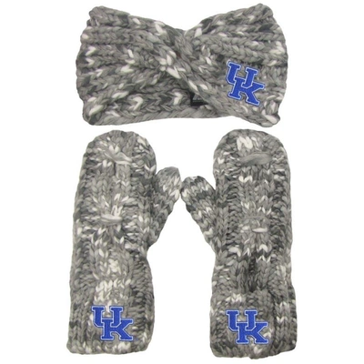 Zoozatz Kentucky Wildcats Logo Marled Headband And Mitten Set In Gray