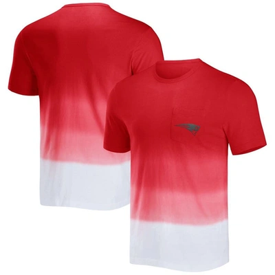Nfl X Darius Rucker Collection By Fanatics Red/white New England Patriots Dip Dye Pocket T-shirt