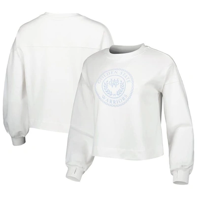 Lusso White Golden State Warriors Lola Ball And Chain Pullover Sweatshirt