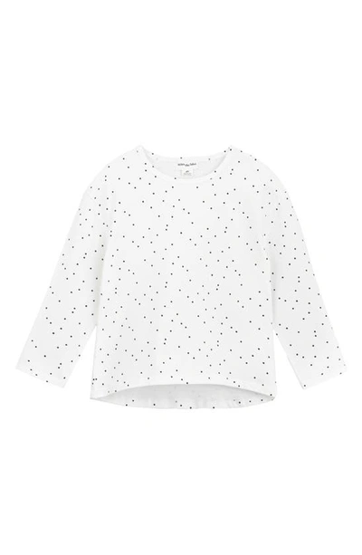 Miles The Label Kids' Dot Print Stretch Organic Cotton Long Sleeve T-shirt In Off White