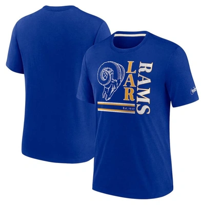 Nike Royal Los Angeles Rams Wordmark Logo Tri-blend T-shirt