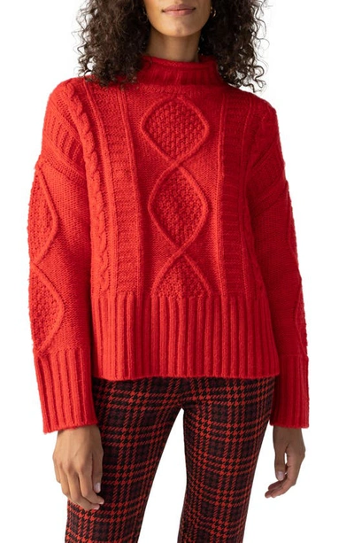 Sanctuary Warm Up Cable Funnel Neck Sweater In Rouge
