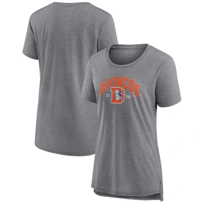 Fanatics Branded Heather Gray Denver Broncos Drop Back Modern Tri-blend T-shirt In Heathered Gray