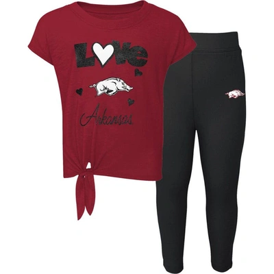 Outerstuff Kids' Toddler Cardinal/black Arkansas Razorbacks Forever Love Team T-shirt & Leggings Set