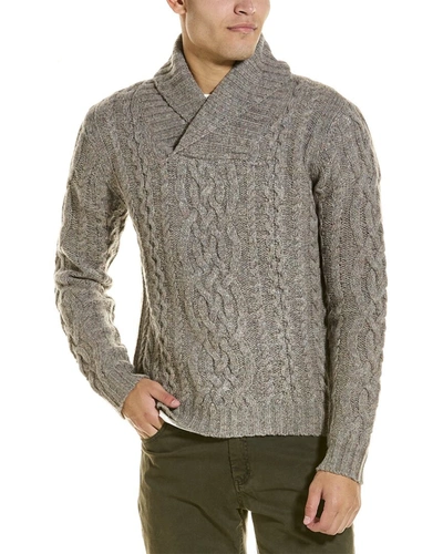 Loft 604 Shawl Collar Mix Pattern Wool Pullover In Brown