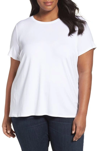 Eileen Fisher Short-sleeve Lightweight Jersey Top In White